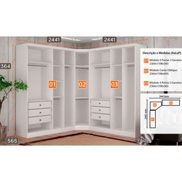 Closet Modulado Safira 001 Clic Moveis - 2