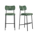 Ver imagem 1 de Conjunto 2 Banquetas Alta Stela Courino Verde Base Metálica Preta - Belliv Decor