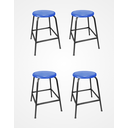 Ver imagem 1 de Kit 4 Banco de Metal Bar Assento Plástico Empilhável Azul 55cm