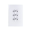 Ver imagem 1 de Tomada Tripla Margirius Sleek 2p+t 10a com Placa 4x2 Branca