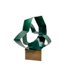 Decoração Escultura De Mesa Abstrata em Aço Cor Verde Exclusiva no Brasil Base em MDF  Para Sala Esc - 1