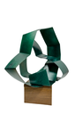 Ver imagem 1 de Decoração Escultura De Mesa Abstrata em Aço Cor Verde Exclusiva no Brasil Base em MDF Para Sala Esc
