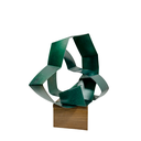Ver imagem 1 de Decoração Escultura De Mesa Abstrata em Aço Cor Verde Exclusiva no Brasil Base em MDF Para Sala Esc