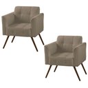 Ver imagem 1 de Kit 02 Poltronas Decorativa Bia Couro Bege 66