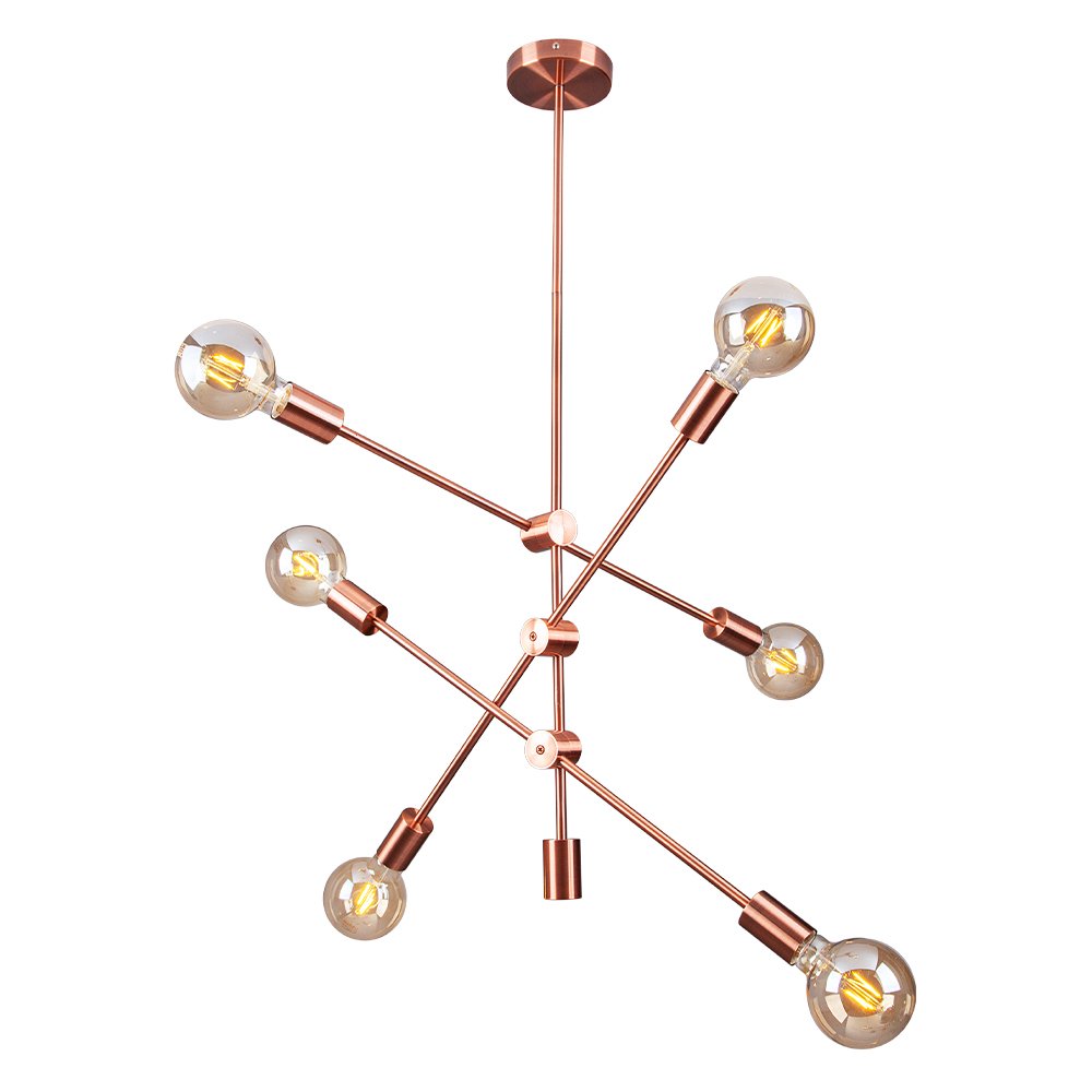 Lustre/Pendente Luminária Moderno Sputnik Circuit Retro Vintage 6 Lâmpadas E27:Cobre - 1