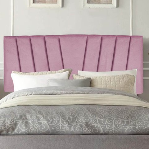 Painel Estofada Bélgica 160CM Queen Suede Rosa - D A DECOR