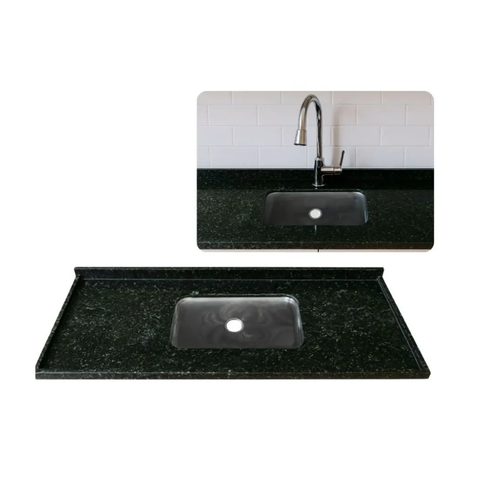 Pia de Cozinha Granito Verde Ubatuba Cuba Rasa Inox 200cm: Verde Ubatuba