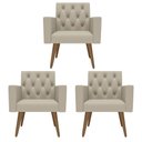 Ver imagem 1 de Design Exclusivo na Sala de Espera: Kit 3 Poltronas Capitonê Bege