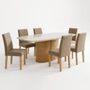 Ver imagem 3 de Conjunto Sala de Jantar 6 Lugares Retangular Tampo Vidro MDF 180x90cm Mesa Diana e Cadeiras Espanha