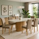 Ver imagem 1 de Conjunto Sala de Jantar 6 Lugares Retangular Tampo Vidro MDF 180x90cm Mesa Diana e Cadeiras Espanha