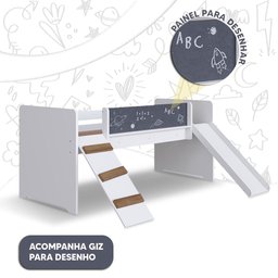 Cama Playground com Escorrega e Rampa Branco Lumi Completa Móveis - 2