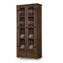 Ver imagem 2 de Cristaleira Portas Em Vidro Madeira Maciça 1 Gaveta Imbuia Adira Shop JM