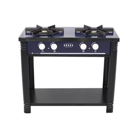 Fogão Industrial Esmaltado Baixa Pressão Gás Bravo 2 Bocas Br2b Az - Venâncio Azul Azul