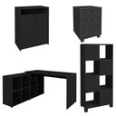 Ver imagem 1 de Conjunto Escritório Home Office 4 Peças Nil A06 Preto - Mpozenato