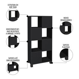 Conjunto Escritório Home Office 4 Peças Nil A06 Preto - Mpozenato - 7