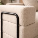 Ver imagem 6 de Sofá Bouclé Bege 3 Lugares Moderno Claro Elegante Sala Minimalista Moderno Organico Industrial