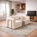 Ver imagem 7 de Sofá Bouclé Bege 3 Lugares Moderno Claro Elegante Sala Minimalista Moderno Organico Industrial