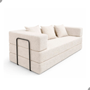 Ver imagem 4 de Sofá Bouclé Bege 3 Lugares Moderno Claro Elegante Sala Minimalista Moderno Organico Industrial
