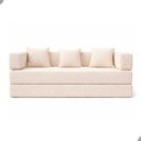 Ver imagem 3 de Sofá Bouclé Bege 3 Lugares Moderno Claro Elegante Sala Minimalista Moderno Organico Industrial