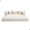 Ver imagem 1 de Sofá Bouclé Bege 3 Lugares Moderno Claro Elegante Sala Minimalista Moderno Organico Industrial