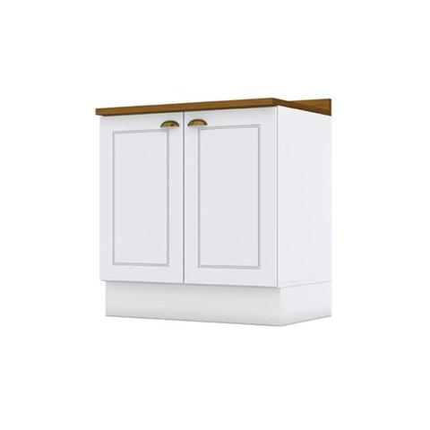 Balcão de Cozinha Americana 2 Portas C/tampo 80cm Branco - Henn