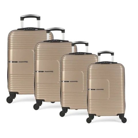 Conjunto com 4 Malas para Viagem Polo King Luxcell - Cor Champanhe - Material em Abs