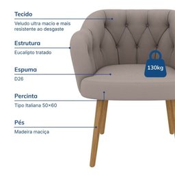 Poltrona Decorativa Bella em Veludo Just Time - 6
