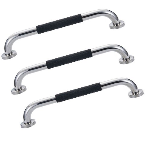Barra de Apoio Inox 30cm Kit 3 Unidades Suporte Antiderrapante Casa Banheiro Box Idoso Criança Gesta