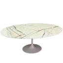 Ver imagem 3 de Mesa de Jantar Saarinen Oval 244x137 Cm Calacata Marmorizada Gelo Branco