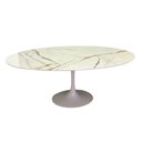 Ver imagem 4 de Mesa de Jantar Saarinen Oval 244x137 Cm Calacata Marmorizada Gelo Branco