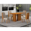 Ver imagem 1 de Conjunto Jantar 4 Cadeiras Maciça 1,35x90 Iza - Arbo Design - Cinamomo Linho Palha