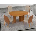 Ver imagem 5 de Conjunto Jantar 4 Cadeiras Maciça 1,35x90 Iza - Arbo Design - Cinamomo Linho Palha