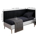 Ver imagem 2 de Conjunto Cabeceira Painel Estofada Cama de Solteiro - Corino Preto