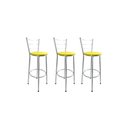 Ver imagem 1 de Kit 3 Banqueta Alta Prata Cozinha Gourmet Americana Balcão:amarelo