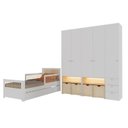 Ver imagem 2 de Guarda-Roupa Modulado e Bicama Solteiro Reversível Infantil Wave Casatema MadeiraOriginals Branco/Marrom