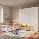 Ver imagem 1 de Guarda-Roupa Modulado e Bicama Solteiro Reversível Infantil Wave Casatema MadeiraOriginals Branco/Marrom
