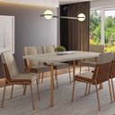 Ver imagem 1 de Conjunto Jantar Mesa 160cm + 6 Cadeiras Hug Estofadas Pr