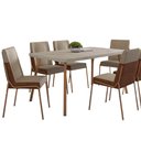 Ver imagem 2 de Conjunto Jantar Mesa 160cm + 6 Cadeiras Hug Estofadas Pr