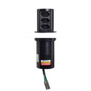 Torre de Tomada Automática 3 Tomadas Ultra Potência Fio 4mm Preto