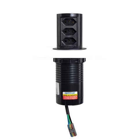 Torre de Tomada Automática 3 Tomadas Ultra Potência Fio 4mm Preto