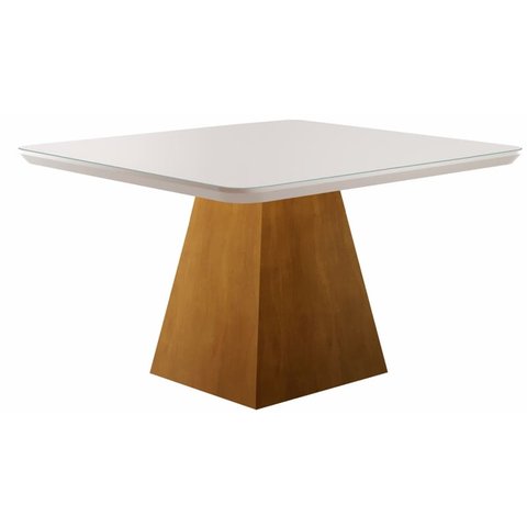 Mesa de Jantar Quadrada com Vidro 1,35x1,35m - Rubi - Móveis Mundial
