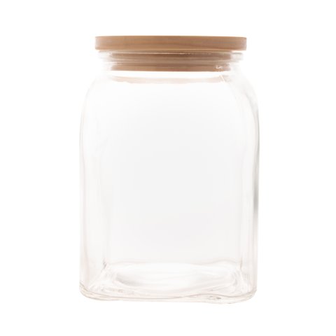 Pote de Vidro Com Tampa de Madeira 1 Litro Lyor