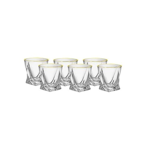 Jogo de Copos Premium para Whisky 300 Ml Borda Dourada Hauskraft