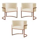 Ver imagem 1 de Kit 3 Poltronas Decorativa Luana Base Bronze Veludo Bege - Montanaris Decor MD MONTANARIS DECOR