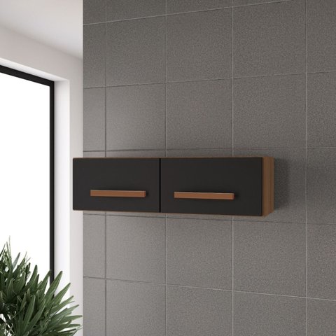 Aéreo Suspenso 79 Cm Multiuso para Cozinha e Lavanderia - Savana/preto