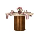 Ver imagem 3 de Mesa P/ Cozinha Viena C/ Tampo Madeirado C/ Vidro 136cm Freijó/off White - Dj Móveis