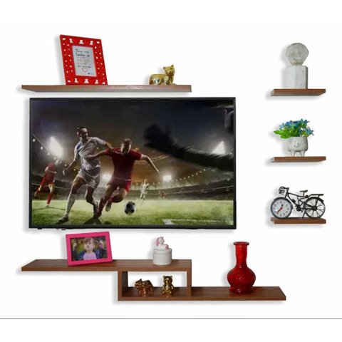 Rack Suspenso Amadeirado com 4 Prateleiras Nichos