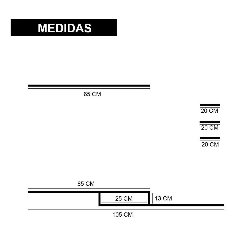 Rack Suspenso Amadeirado com 4 Prateleiras Nichos - 2