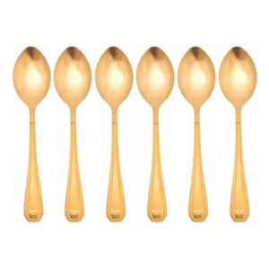 Jogo 6 Colheres Dourada de Mesa Sopa Jantar Victoria Gold Inox Fratelli