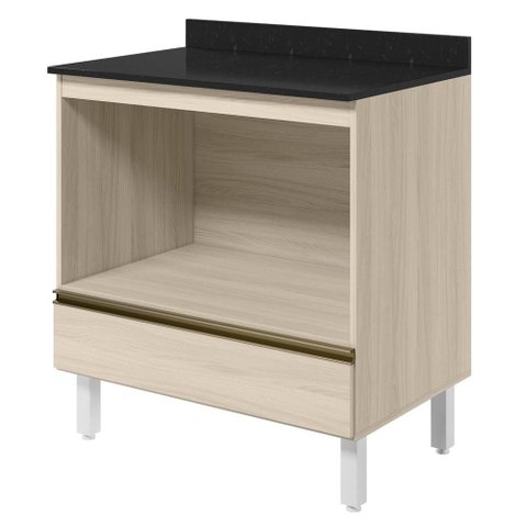 Balcao com Tampo e Nicho para Forno 1 Gaveta MDF 80 cm Kali 1640622 Bianco Toq Nicioli